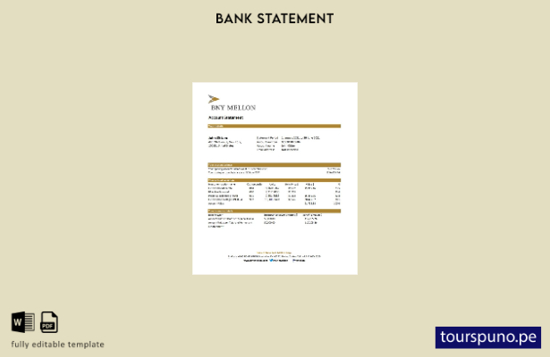 listo para imprimir plantilla de Excel de extracto bancario Mellon del Banco de 
